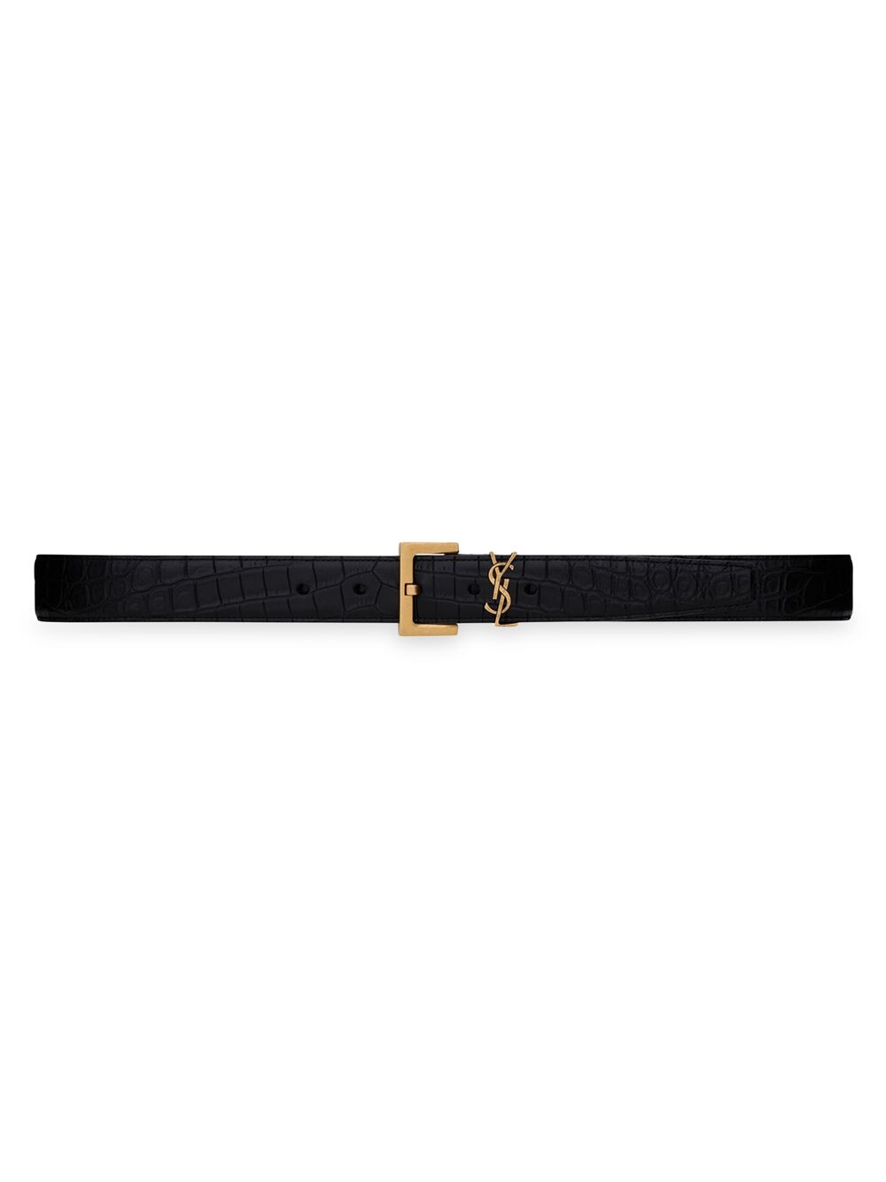 Ремень Cassandre с квадратной пряжкой из кожи с тиснением под крокодила Saint Laurent, черный
Ремень Cassandre с квадратной пряжкой из кожи с тиснением под крокодила Saint Laurent, черный