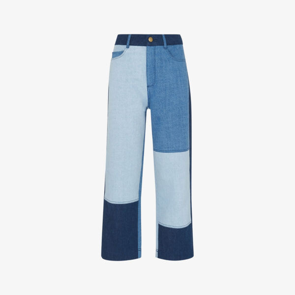 Джинсы прямого кроя с завышенной талией в стиле пэчворк Whistles, цвет denim 
Джинсы прямого кроя с завышенной талией в стиле пэчворк Whistles, цвет denim