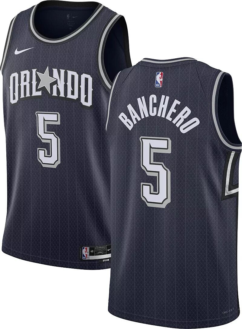 Мужская футболка Nike City Edition Orlando Magic Paulo Banchero #5 2023-24 City Edition темно-синего цвета Swingman
Мужская футболка Nike City Edition Orlando Magic Paulo Banchero #5 2023-24 City Edition темно-синего цвета Swingman
