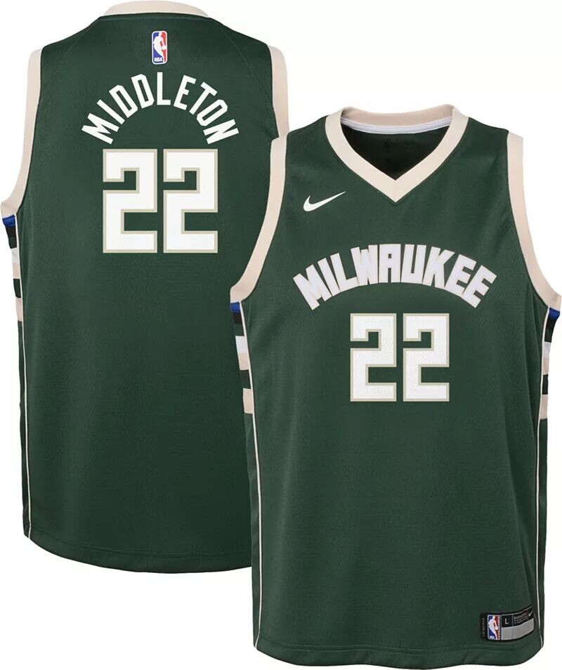 Зеленая майка Nike Youth Milwaukee Bucks Khris Middleton # 22 Dri-FIT Icon Swingman
Зеленая майка Nike Youth Milwaukee Bucks Khris Middleton # 22 Dri-FIT Icon Swingman