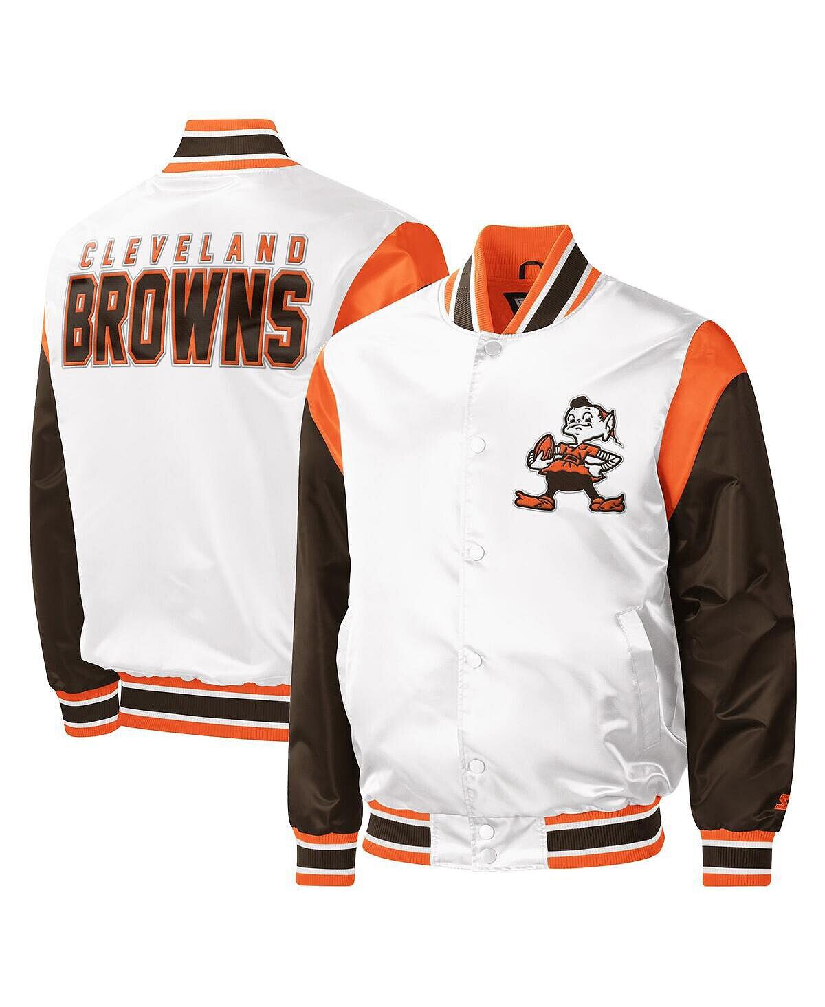 Мужская белая университетская куртка Cleveland Browns Throwback с разминкой из атласа и застежкой на пуговицы Starter
Мужская белая университетская куртка Cleveland Browns Throwback с разминкой из атласа и застежкой на пуговицы Starter