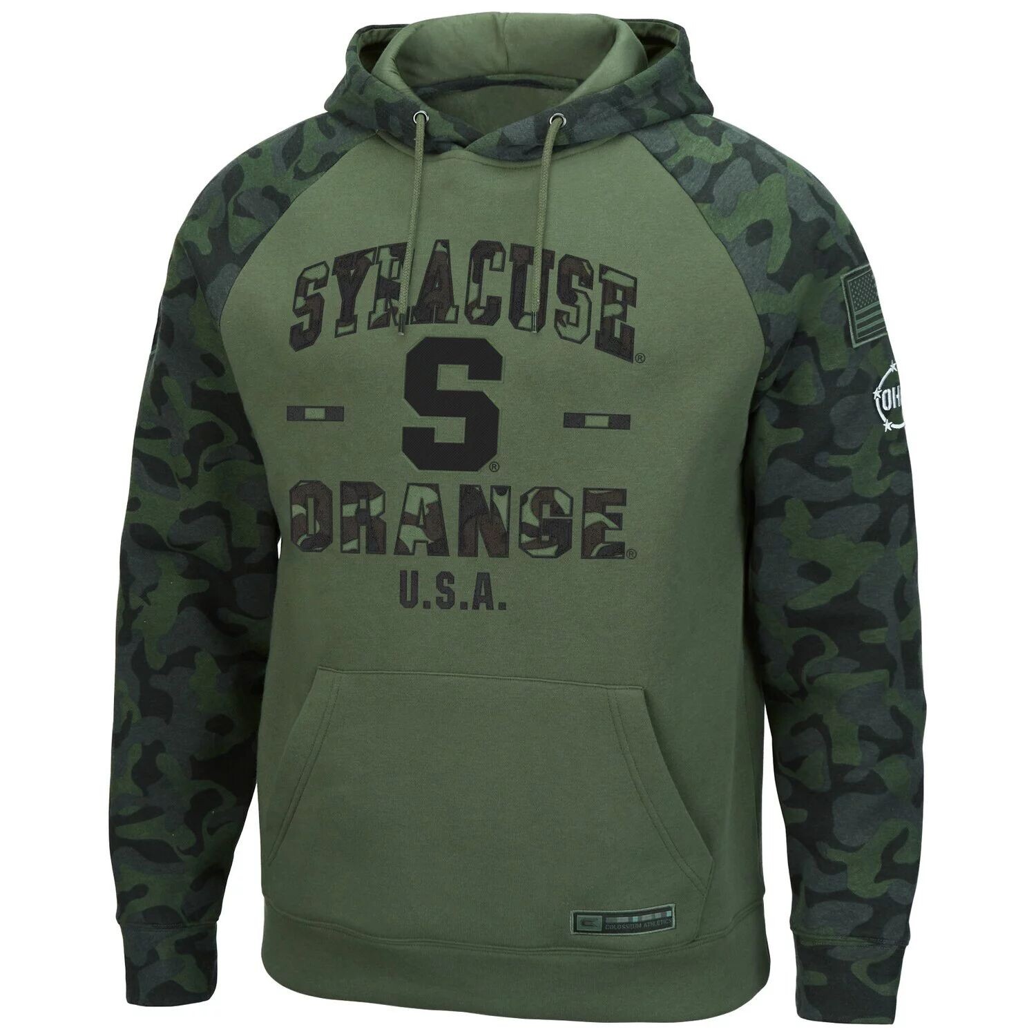 Мужской пуловер с капюшоном Colosseum Olive/Camo Syracuse Orange OHT Military Appreciation реглан
Мужской пуловер с капюшоном Colosseum Olive/Camo Syracuse Orange OHT Military Appreciation реглан