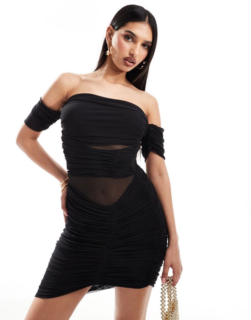 ASOS DESIGN – черное мини-платье со сборками, вырезом лодочкой и вставками из сетки
ASOS DESIGN – черное мини-платье со сборками, вырезом лодочкой и вставками из сетки