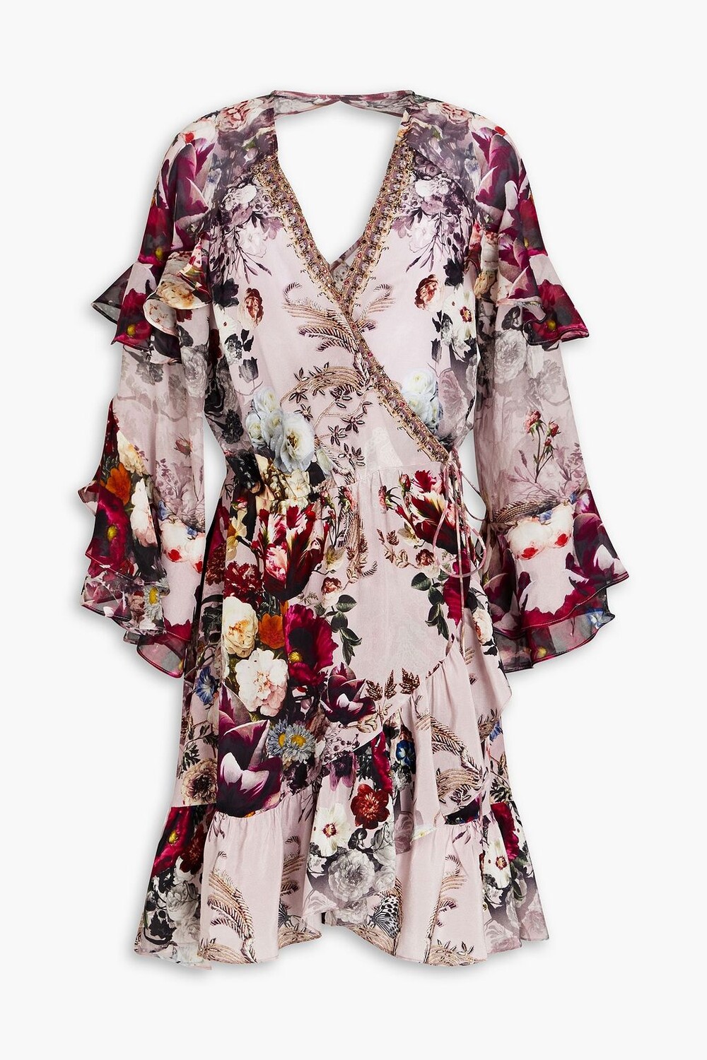 Платье мини с запахом и шелковым крепдешином с рюшами и лоральным принтом CAMILLA, розовый
Платье мини с запахом и шелковым крепдешином с рюшами и лоральным принтом CAMILLA, розовый