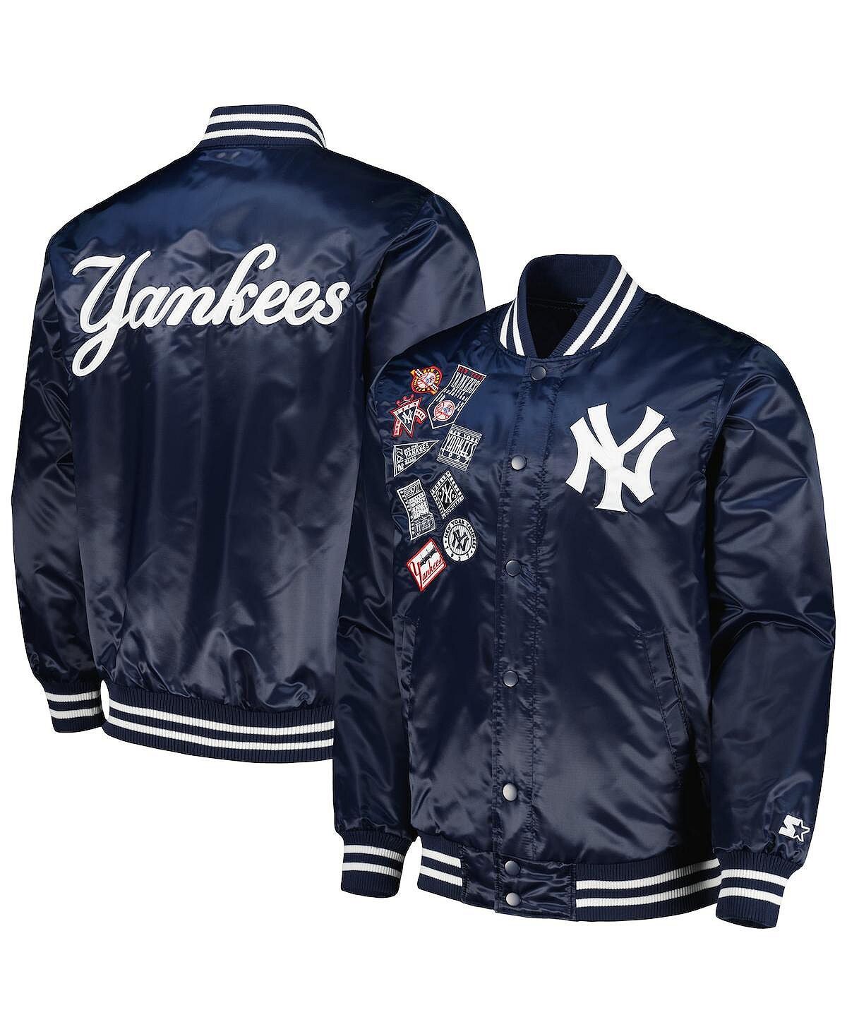 Мужская темно-синяя куртка на кнопках с нашивкой New York Yankees Starter, Синий
Мужская темно-синяя куртка на кнопках с нашивкой New York Yankees Starter, Синий