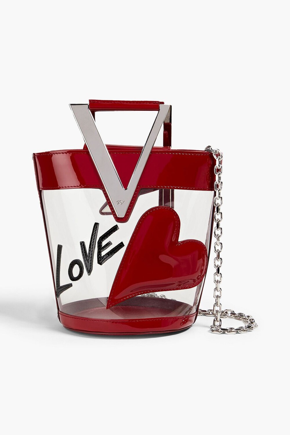 Сумка-ведро RV Lovely из ПВХ с лакированной кожей и вставками ROGER VIVIER, красный
Сумка-ведро RV Lovely из ПВХ с лакированной кожей и вставками ROGER VIVIER, красный