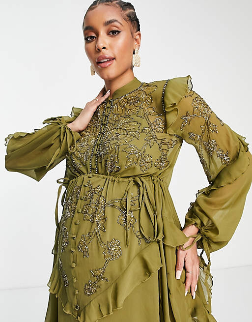 Оливковое шифоновое мини-платье с трафаретной цветочной вышивкой ASOS DESIGN Maternity, Зеленый
Оливковое шифоновое мини-платье с трафаретной цветочной вышивкой ASOS DESIGN Maternity, Зеленый