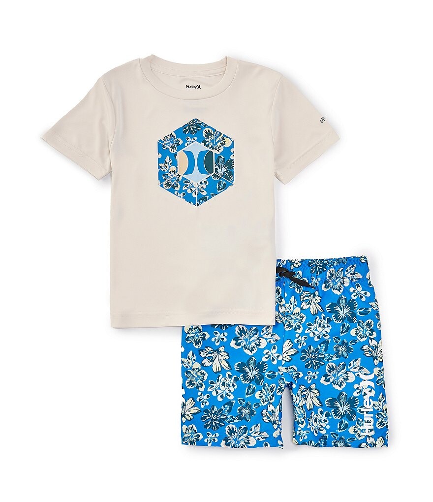 Hurley Little Boys 2T-7 Футболка-рашгард с короткими рукавами и логотипом Hurley и комплект плавок с принтом тропических пейзажей/туканов, синий
Hurley Little Boys 2T-7 Футболка-рашгард с короткими рукавами и логотипом Hurley и комплект плавок с принтом тропических пейзажей/туканов, синий