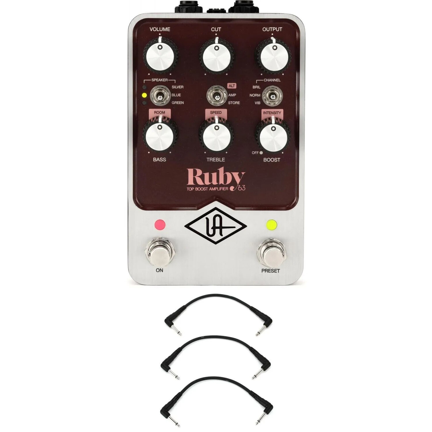 Педаль усилителя Universal Audio Ruby '63 Top Boost с 3 соединительными кабелями
Педаль усилителя Universal Audio Ruby '63 Top Boost с 3 соединительными кабелями