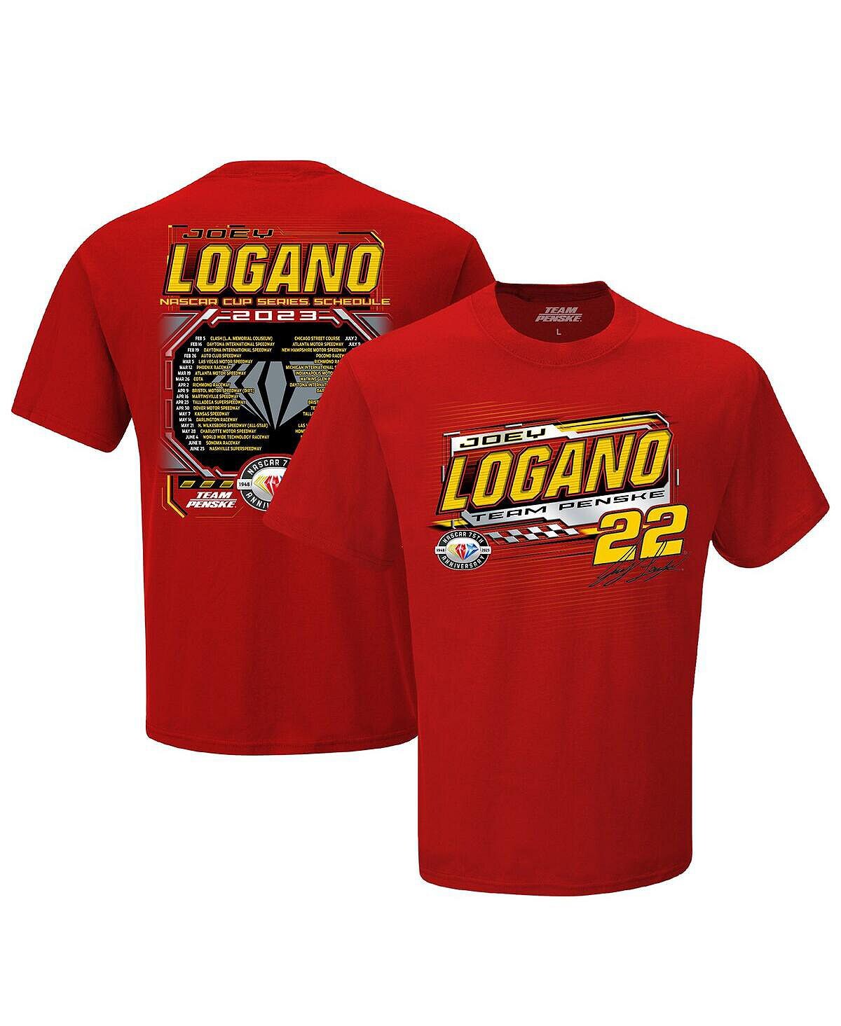 Мужская красная футболка Joey Logano с расписанием чемпионата серии NASCAR Cup 2023 Team Penske, Красный
Мужская красная футболка Joey Logano с расписанием чемпионата серии NASCAR Cup 2023 Team Penske, Красный