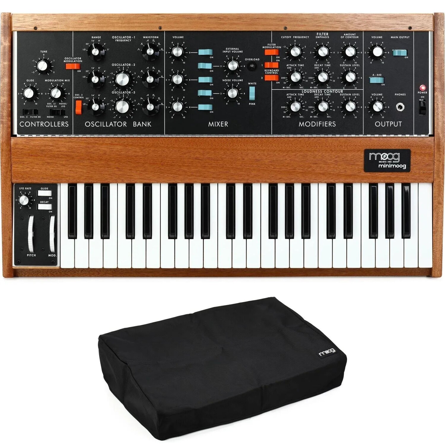 Аналоговый синтезатор Moog Minimoog Model D и пылезащитный чехол — красное дерево
Аналоговый синтезатор Moog Minimoog Model D и пылезащитный чехол — красное дерево