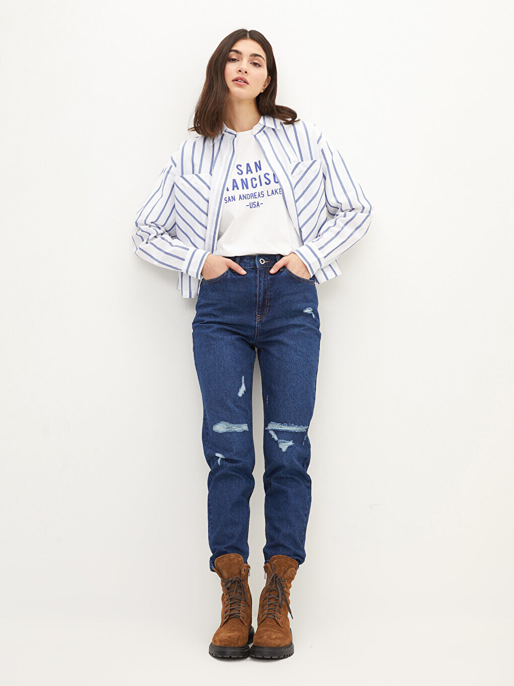 Женские джинсовые брюки родео с высокой талией и карманами для мамы LCW Jeans, среднее индиго родео
Женские джинсовые брюки родео с высокой талией и карманами для мамы LCW Jeans, среднее индиго родео