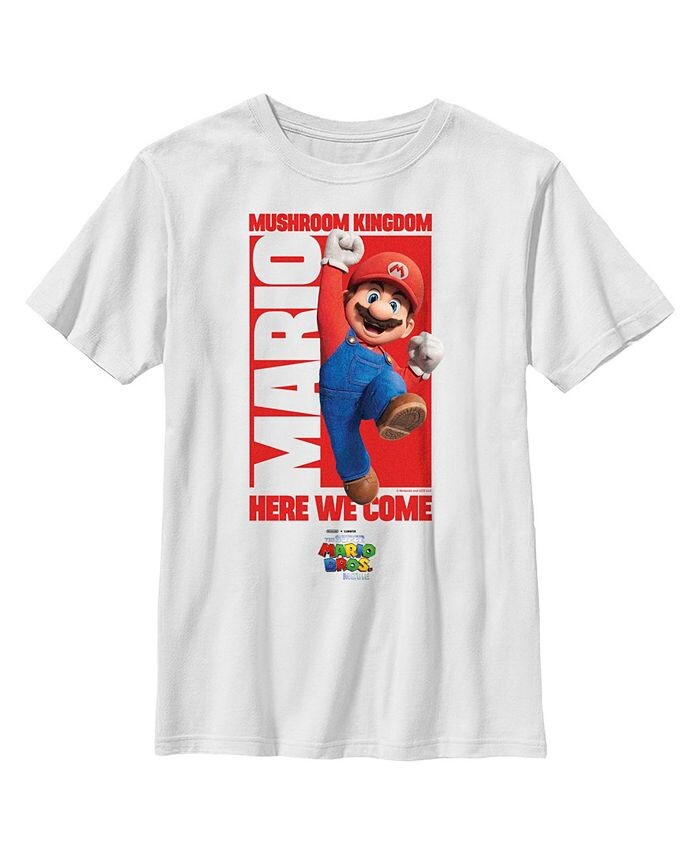 Детская футболка с надписью The Super Mario Bros. Movie Mario Mushroom Kingdom Here We Come для мальчиков Nintendo, белый
Детская футболка с надписью The Super Mario Bros. Movie Mario Mushroom Kingdom Here We Come для мальчиков Nintendo, белый