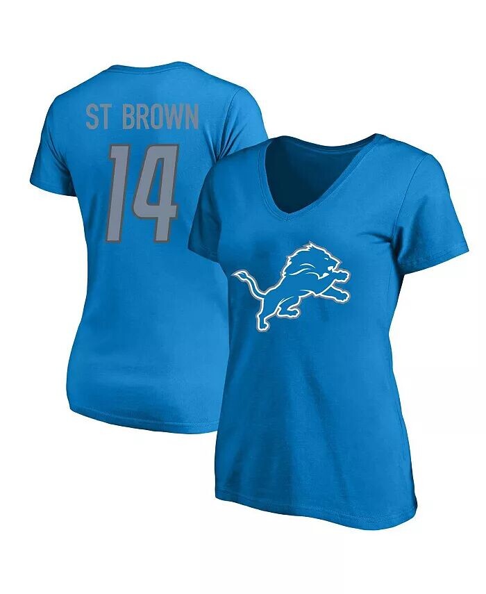 Женская футболка Amon-Ra St. Коричнево-синяя Detroit Lions размера плюс с v-образным вырезом с именем и номером Fanatics, синий
Женская футболка Amon-Ra St. Коричнево-синяя Detroit Lions размера плюс с v-образным вырезом с именем и номером Fanatics, синий