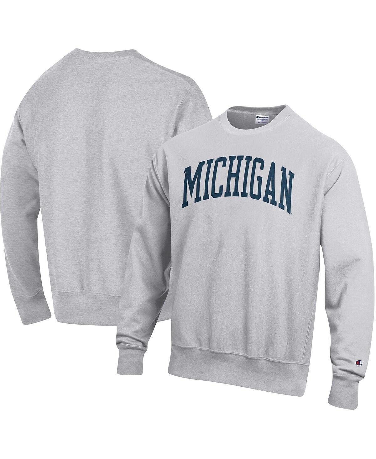 Мужской серый пуловер с принтом Michigan Wolverines Arch обратного плетения, толстовка Champion
Мужской серый пуловер с принтом Michigan Wolverines Arch обратного плетения, толстовка Champion