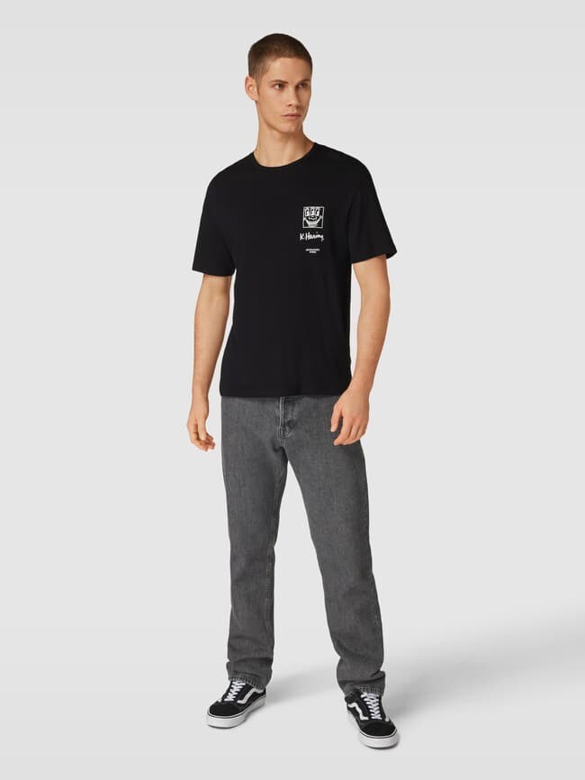 Футболка с мотивным принтом на спине, модель KEITHHARING Jack & Jones, черный 
Футболка с мотивным принтом на спине, модель KEITHHARING Jack & Jones, черный