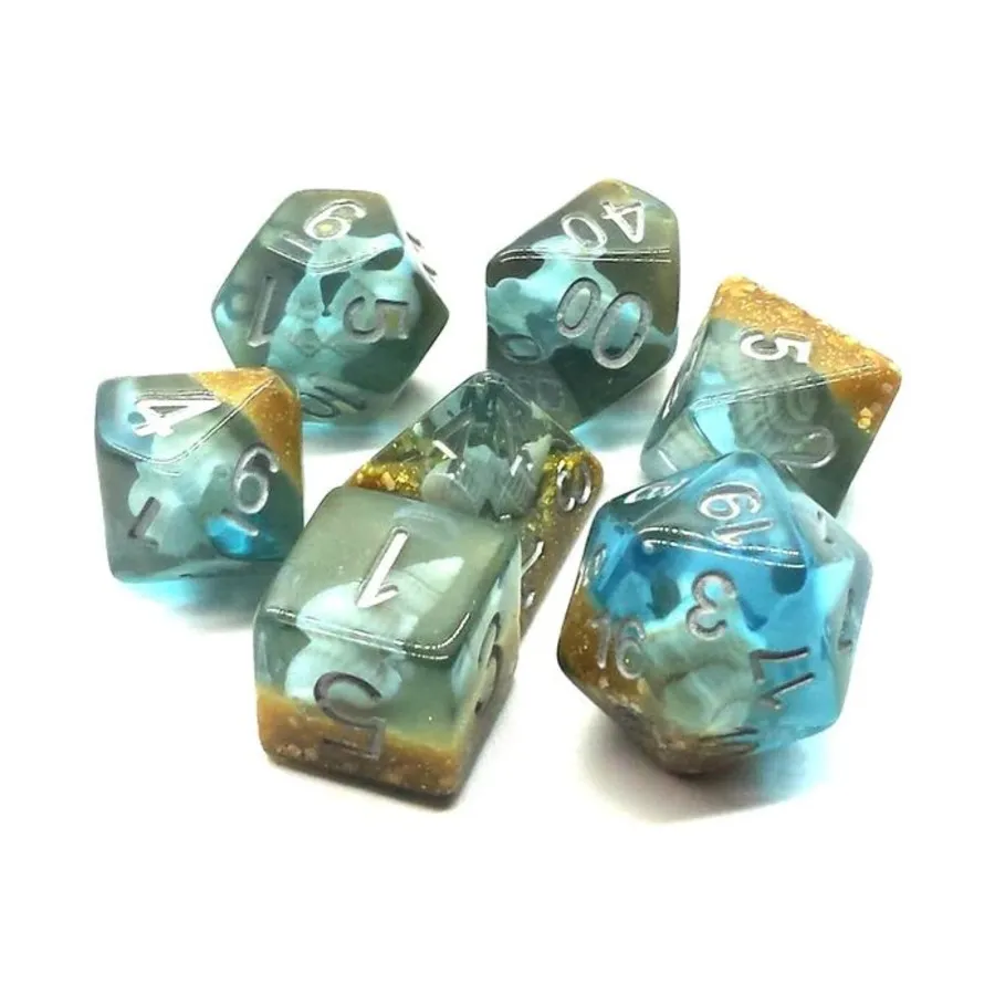 Набор Poly Set «Затонувшее сокровище для пляжной вечеринки» с серебром (7), Acrylic-Resin Dice - Infused
Набор Poly Set «Затонувшее сокровище для пляжной вечеринки» с серебром (7), Acrylic-Resin Dice - Infused