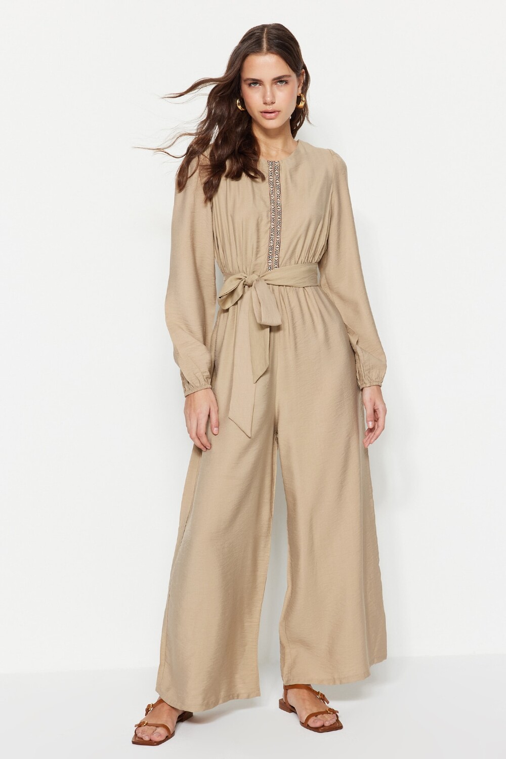 Норковый комбинезон с широкими штанинами и поясом в полоску Trendyol Modest, коричневый
Норковый комбинезон с широкими штанинами и поясом в полоску Trendyol Modest, коричневый