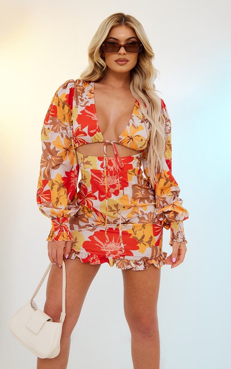 PrettyLittleThing Оранжевое платье прямого кроя с цветочным принтом и оборкой спереди, Оранжевый
PrettyLittleThing Оранжевое платье прямого кроя с цветочным принтом и оборкой спереди, Оранжевый