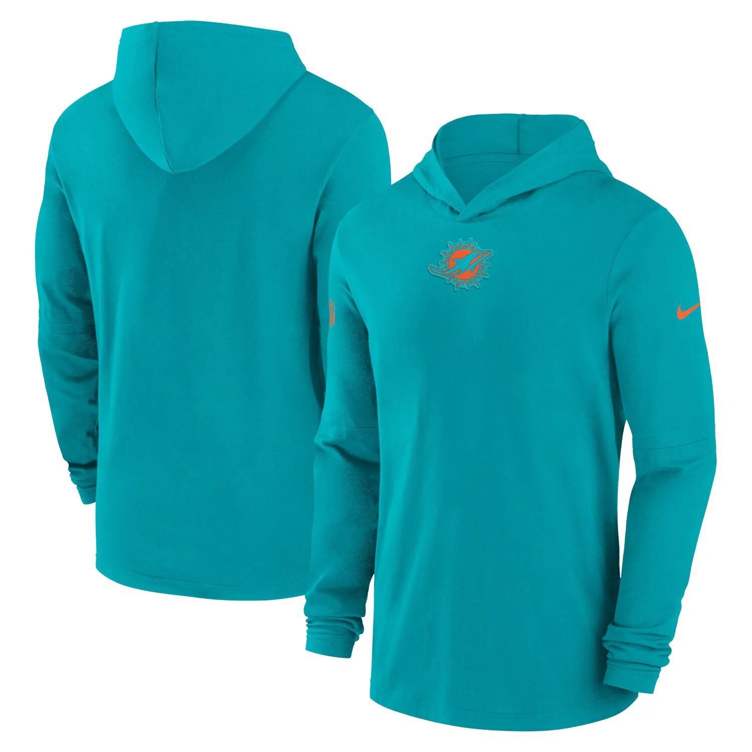 Мужская футболка с капюшоном с длинными рукавами Aqua Miami Dolphins Sideline Performance Nike
Мужская футболка с капюшоном с длинными рукавами Aqua Miami Dolphins Sideline Performance Nike