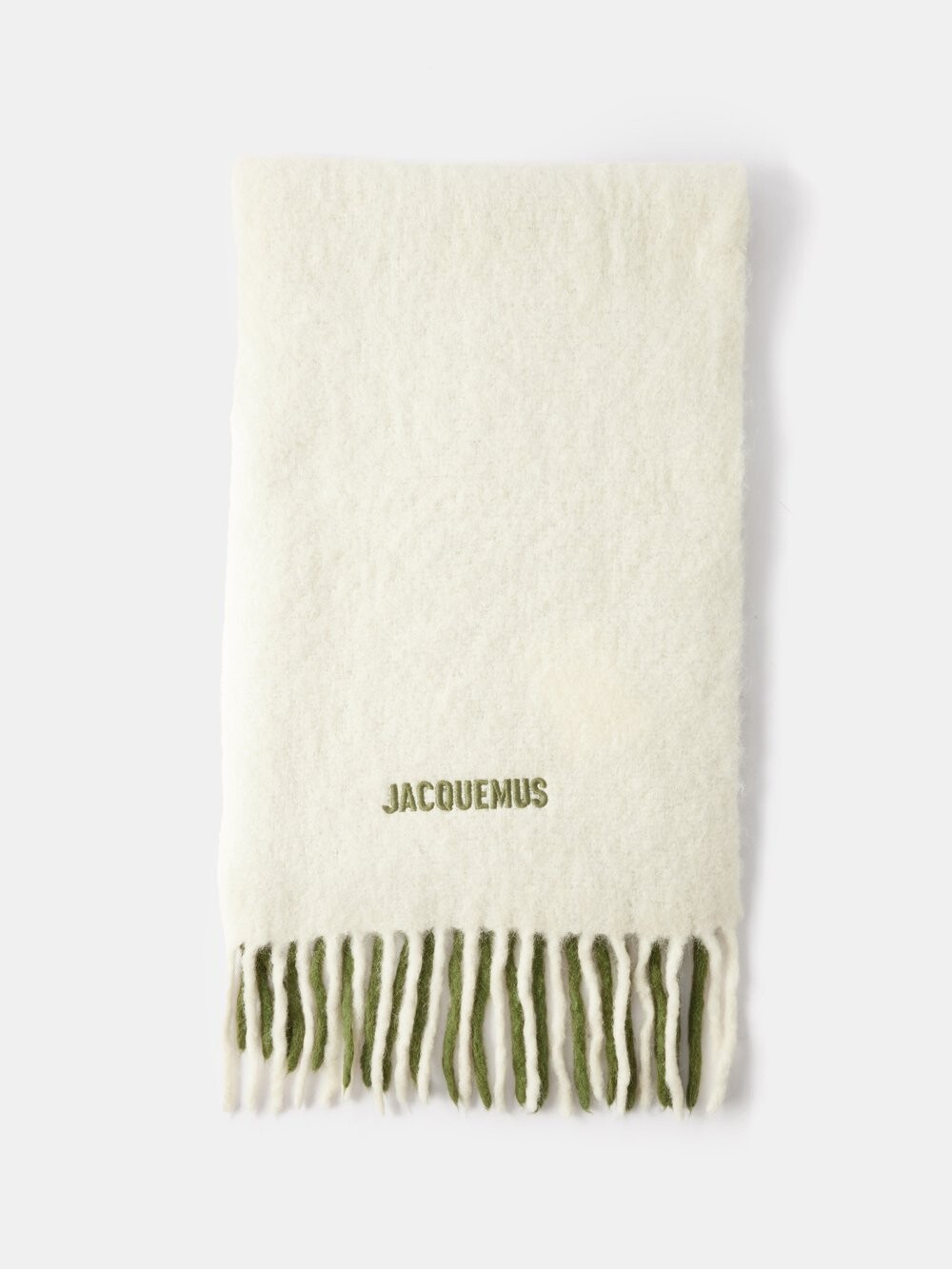 Шарф из муассона с бахромой и эффектом омбре из смеси альпаки Jacquemus, зеленый
Шарф из муассона с бахромой и эффектом омбре из смеси альпаки Jacquemus, зеленый