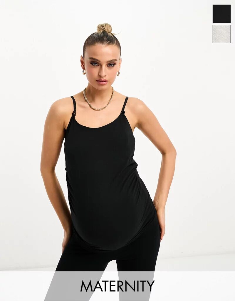 Комплект из двух топов на бретелях для кормления Threadbare Maternity черного и серого цвета
Комплект из двух топов на бретелях для кормления Threadbare Maternity черного и серого цвета