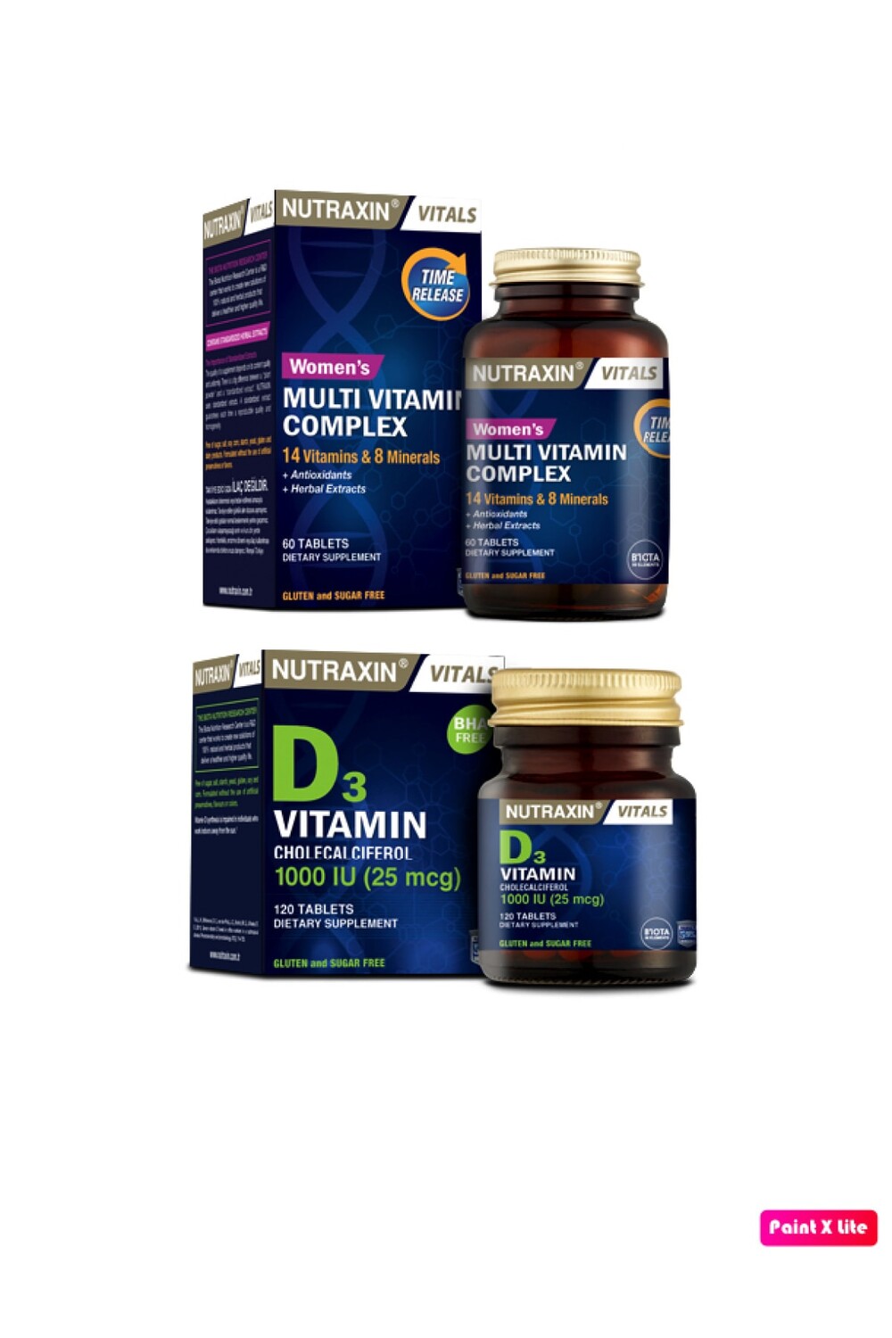 Nutraxin Мультивитаминный комплекс для женщин 60 таблеток и витамин D3 1000 МЕ 120 таблеток
Nutraxin Мультивитаминный комплекс для женщин 60 таблеток и витамин D3 1000 МЕ 120 таблеток