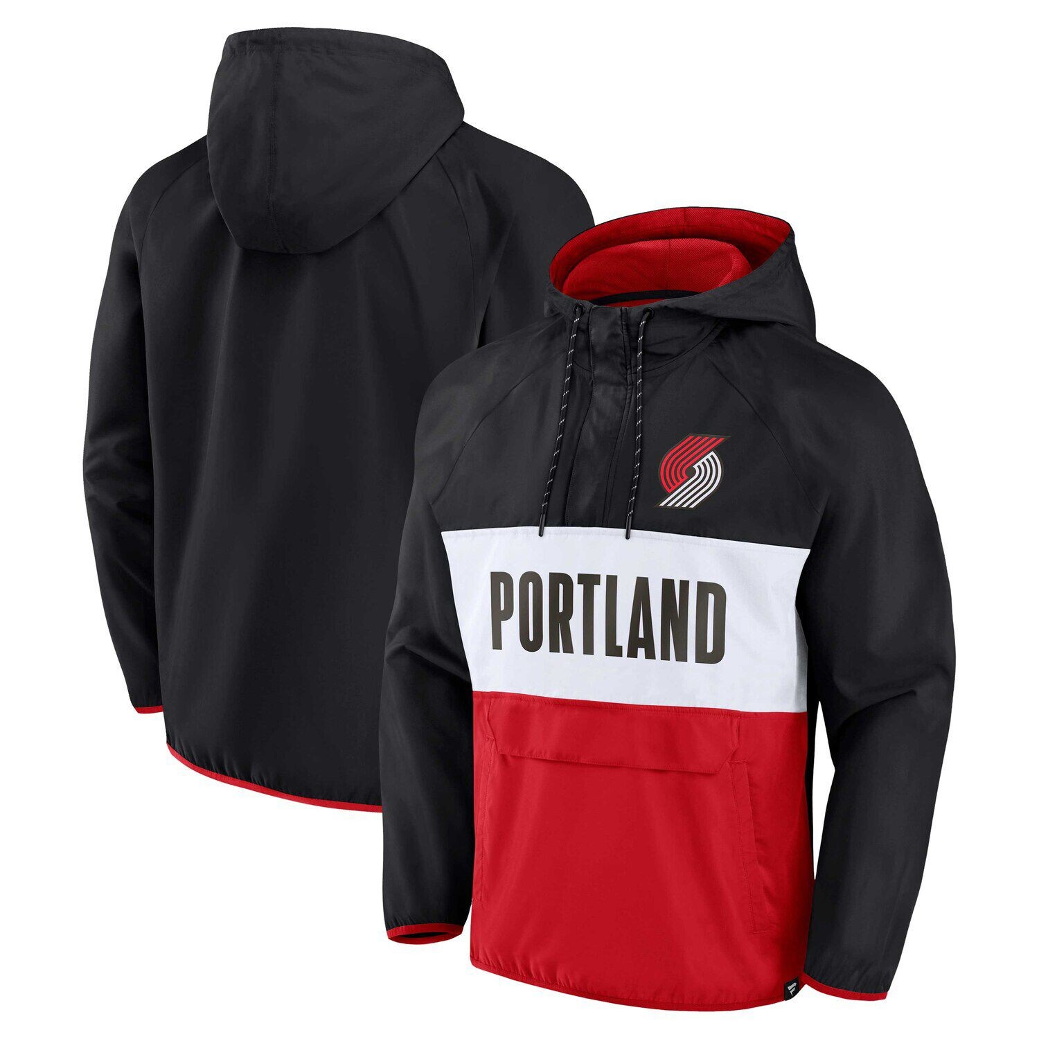 Мужская фирменная черная/красная толстовка с капюшоном Portland Trail Blazers Team Leader Iconic Colorblock Anorak Raglan с капюшоном на молнии до четверти Fanatics
Мужская фирменная черная/красная толстовка с капюшоном Portland Trail Blazers Team Leader Iconic Colorblock Anorak Raglan с капюшоном на молнии до четверти Fanatics