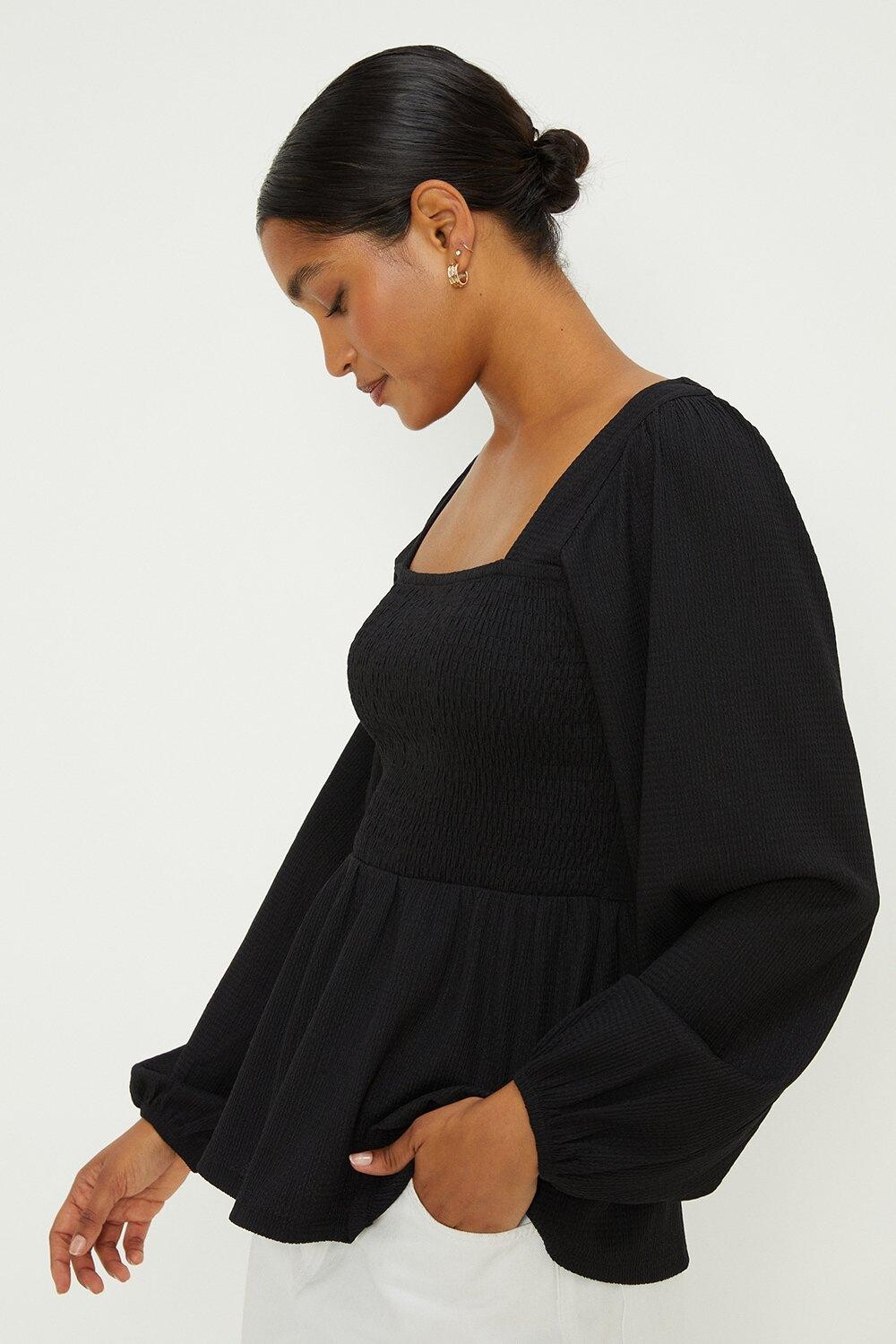 Топ с присборенным боди и квадратным вырезом, длинными рукавами Dorothy Perkins, черный
Топ с присборенным боди и квадратным вырезом, длинными рукавами Dorothy Perkins, черный