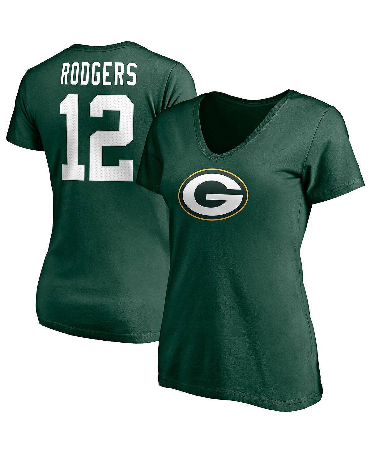 Женская зеленая футболка с v-образным вырезом и логотипом Aaron Rodgers, Green Bay Packers, значок игрока, имя и номер Fanatics, зеленый
Женская зеленая футболка с v-образным вырезом и логотипом Aaron Rodgers, Green Bay Packers, значок игрока, имя и номер Fanatics, зеленый