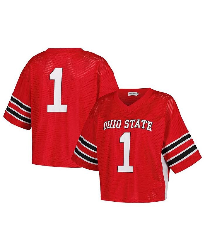 Женская укороченная футбольная майка #1 Scarlet Ohio State Buckeyes Fashion свободного кроя Established & Co., красный
Женская укороченная футбольная майка #1 Scarlet Ohio State Buckeyes Fashion свободного кроя Established & Co., красный