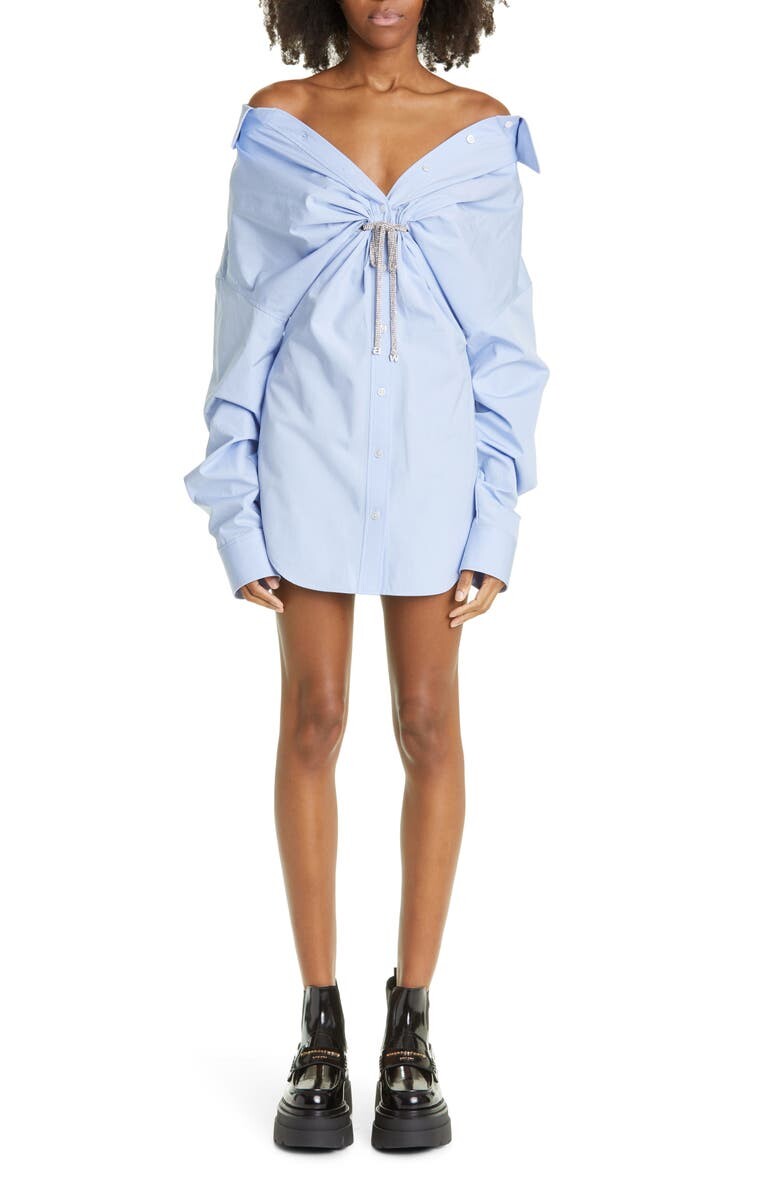 Хлопковое платье-рубашка с длинными рукавами Athena Crystal Tie Off the Shoulder ALEXANDER WANG
Хлопковое платье-рубашка с длинными рукавами Athena Crystal Tie Off the Shoulder ALEXANDER WANG