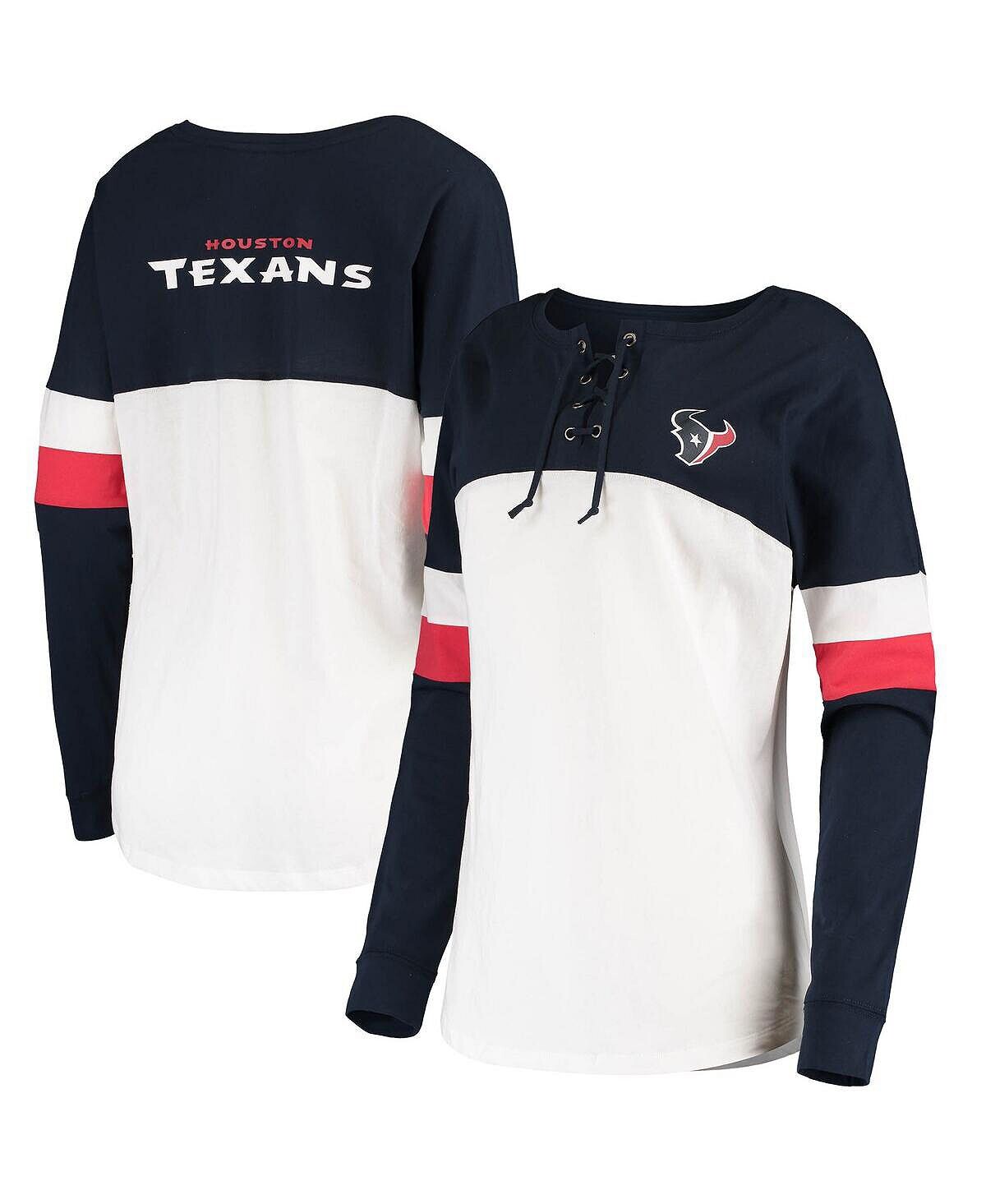 Женская темно-белая футболка Houston Texans Athletic Varsity со шнуровкой и длинными рукавами New Era
Женская темно-белая футболка Houston Texans Athletic Varsity со шнуровкой и длинными рукавами New Era