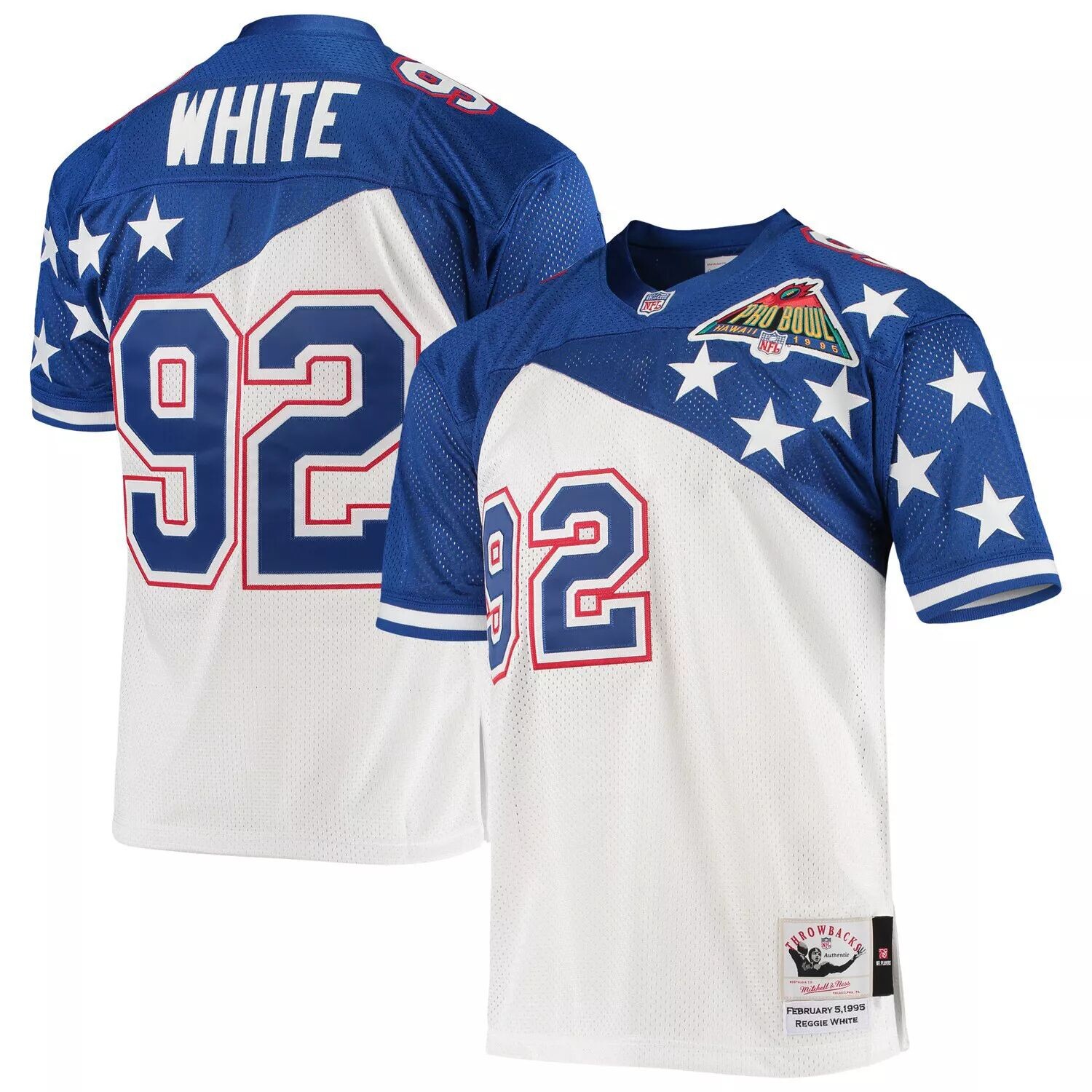 Мужское аутентичное джерси Mitchell & Ness Reggie бело-бело-синее NFC 1995 Pro Bowl, Синий
Мужское аутентичное джерси Mitchell & Ness Reggie бело-бело-синее NFC 1995 Pro Bowl, Синий