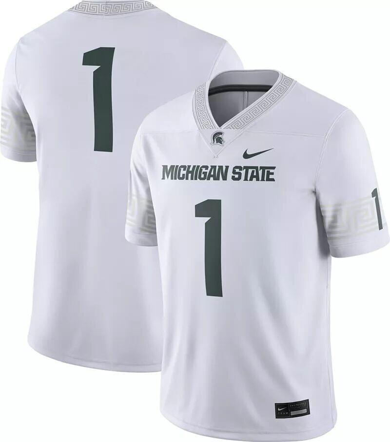Мужская белая футболка для выездного футбола Nike Michigan State Spartans #1 Dri-FIT
Мужская белая футболка для выездного футбола Nike Michigan State Spartans #1 Dri-FIT