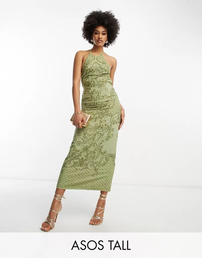 ASOS DESIGN Tall – платье миди цвета хаки с воротником-борцовкой и зеркальными бусинами
ASOS DESIGN Tall – платье миди цвета хаки с воротником-борцовкой и зеркальными бусинами