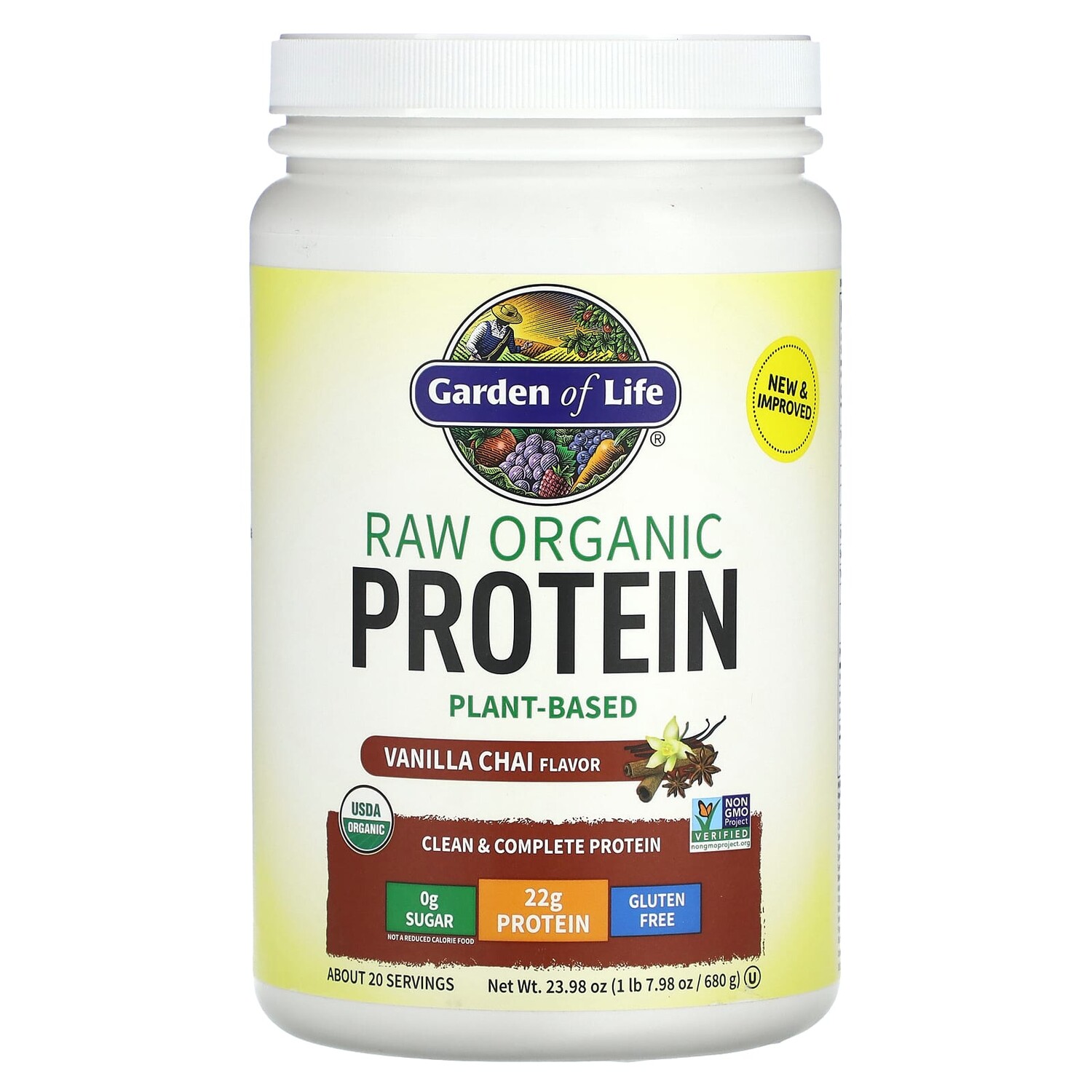 RAW Organic Protein, органический протеин на растительной основе, ваниль и чай, 680 г (1 фунт, 7,98 унции), Garden of Life
RAW Organic Protein, органический протеин на растительной основе, ваниль и чай, 680 г (1 фунт, 7,98 унции), Garden of Life