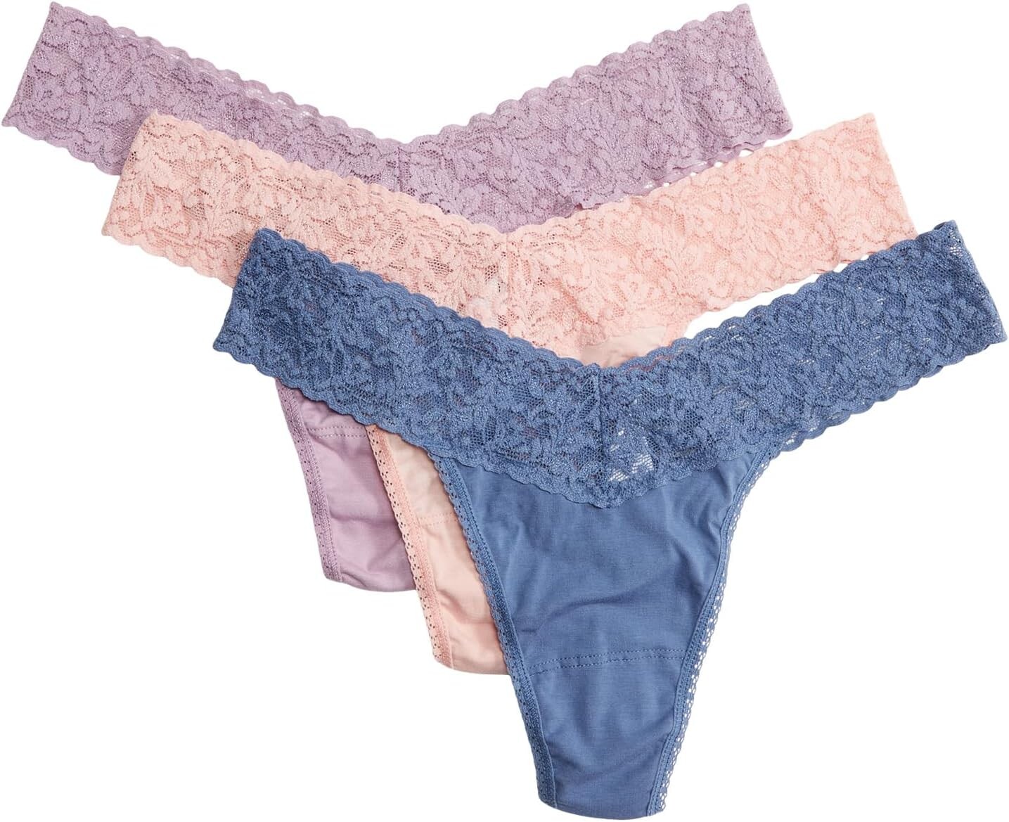 Комплект из 3 хлопковых стрингов с оригинальной посадкой Hanky Panky, цвет French Lavender/Chateau Rose/Mineral Blue
Комплект из 3 хлопковых стрингов с оригинальной посадкой Hanky Panky, цвет French Lavender/Chateau Rose/Mineral Blue