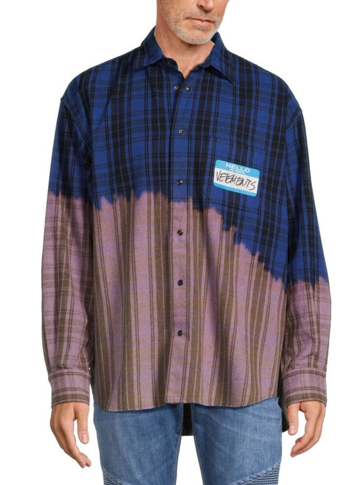 Рубашка на пуговицах в клетку с именной биркой Bleach Dye Vetements, цвет Blue Check Multi
Рубашка на пуговицах в клетку с именной биркой Bleach Dye Vetements, цвет Blue Check Multi