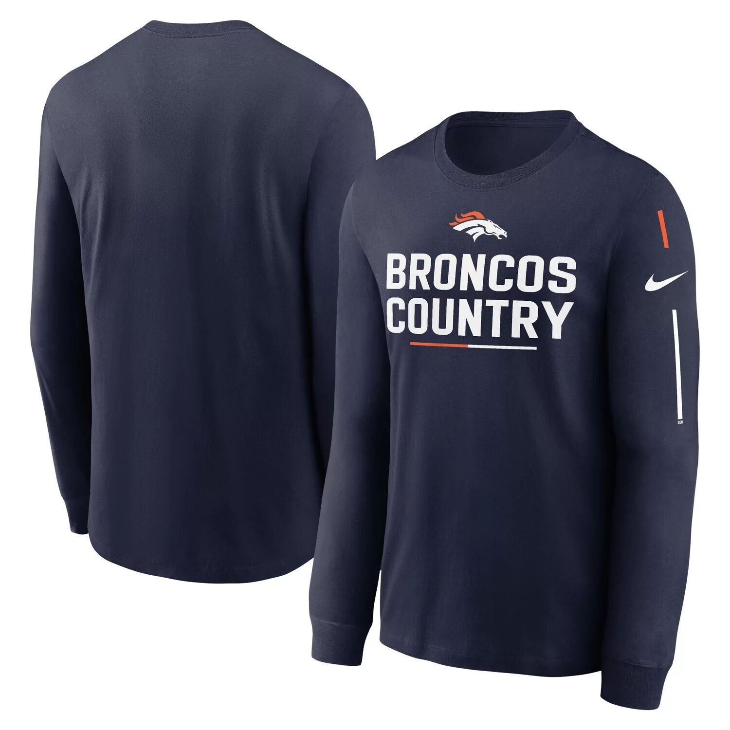 Мужская темно-синяя футболка с длинным рукавом и надписью Denver Broncos Team Nike, Синий
Мужская темно-синяя футболка с длинным рукавом и надписью Denver Broncos Team Nike, Синий