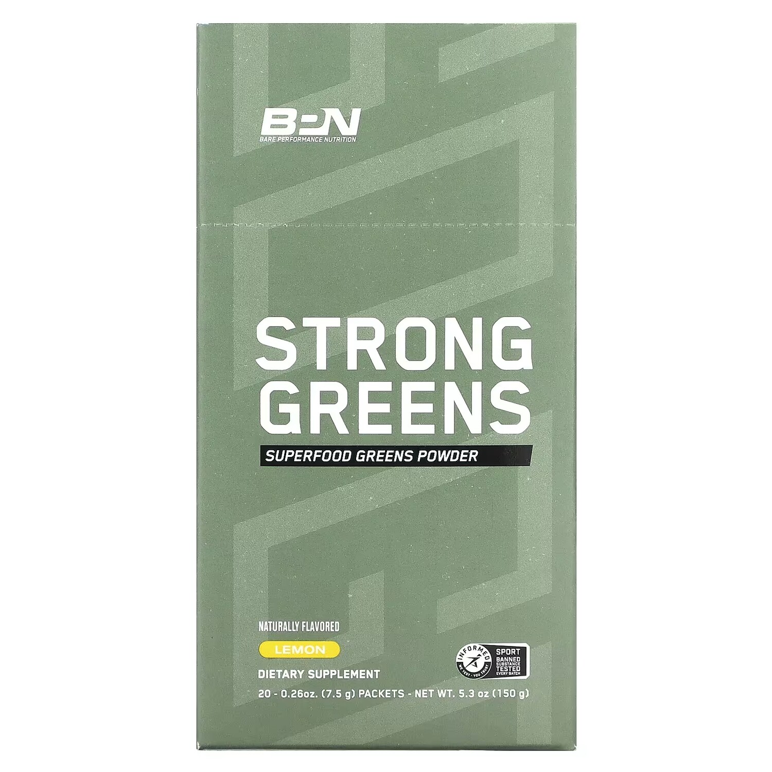 Пищевая добавка Bare Performance Nutrition Strong Greens Lemon, 20 пакетов по 7,5 г
Пищевая добавка Bare Performance Nutrition Strong Greens Lemon, 20 пакетов по 7,5 г