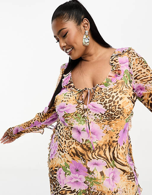 Платье макси с оборкой и каплевидной деталью ASOS DESIGN Curve из смешанного цветочного животного принта
Платье макси с оборкой и каплевидной деталью ASOS DESIGN Curve из смешанного цветочного животного принта