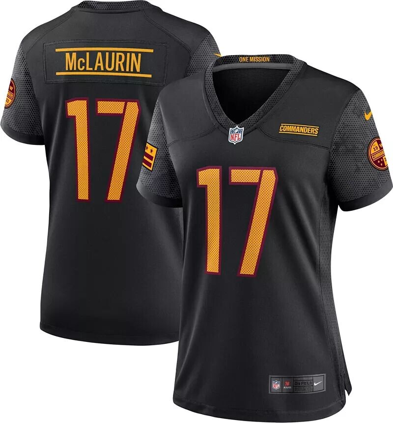 Женская футболка Nike Washington Commanders Terry McLaurin #17 альтернативного черного цвета
Женская футболка Nike Washington Commanders Terry McLaurin #17 альтернативного черного цвета