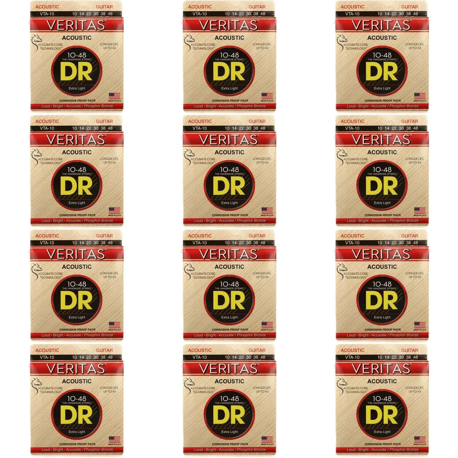 Струны для акустической гитары DR Strings VTA-10 Veritas Phosphor Bronze — .010-.048 Extra Light (12 шт. в упаковке)
Струны для акустической гитары DR Strings VTA-10 Veritas Phosphor Bronze — .010-.048 Extra Light (12 шт. в упаковке)