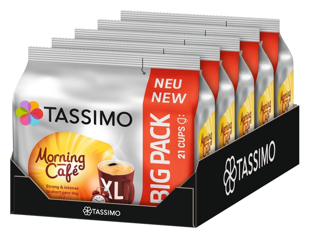 TASSIMO Morning Café XL Упаковка из 5 дисков, кофейные капсулы, 5 x 21 напиток, большая упаковка Jacobs
TASSIMO Morning Café XL Упаковка из 5 дисков, кофейные капсулы, 5 x 21 напиток, большая упаковка Jacobs