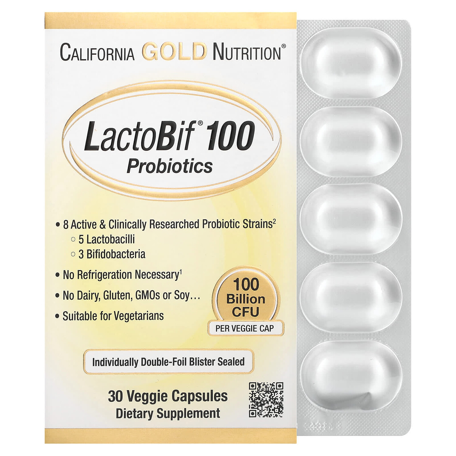 LactoBif 100, пробиотики, 100 млрд КОЕ, 30 вегетарианских капсул, California Gold Nutrition
LactoBif 100, пробиотики, 100 млрд КОЕ, 30 вегетарианских капсул, California Gold Nutrition