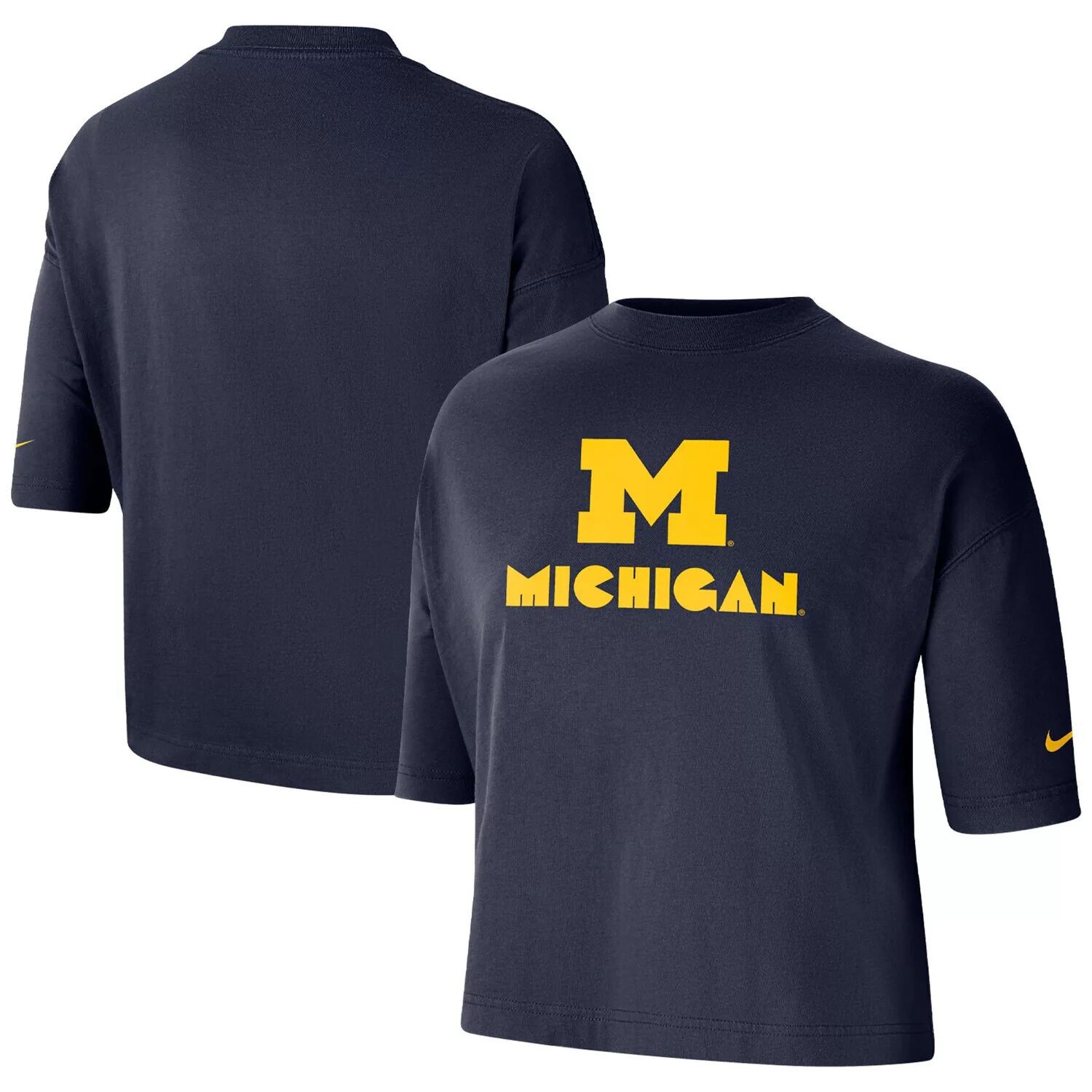 Женская укороченная футболка Nike Michigan Wolverines темно-синего цвета Nike, Синий
Женская укороченная футболка Nike Michigan Wolverines темно-синего цвета Nike, Синий