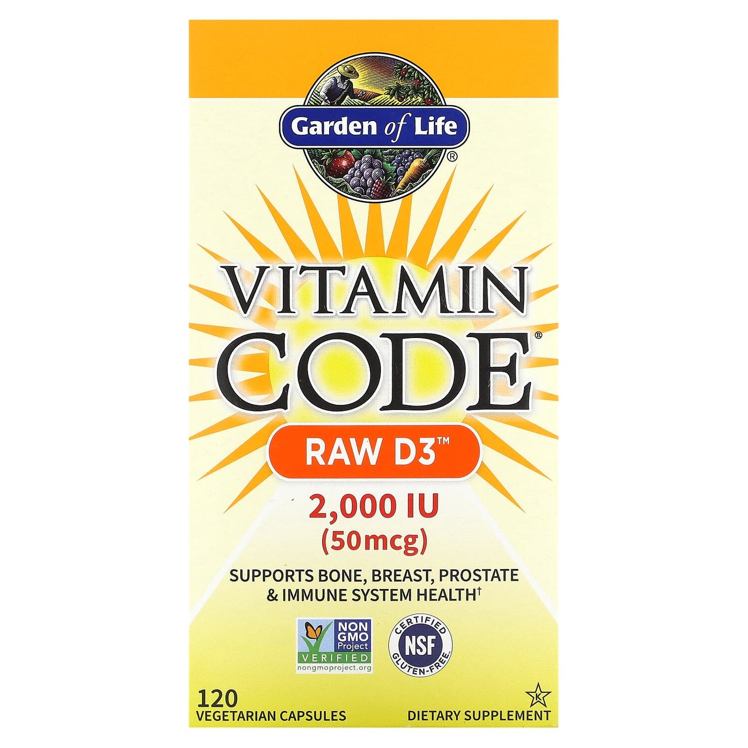 Vitamin Code, RAW D3, 50 мкг (2000 МЕ), 120 вегетарианских капсул, Garden of Life
Vitamin Code, RAW D3, 50 мкг (2000 МЕ), 120 вегетарианских капсул, Garden of Life