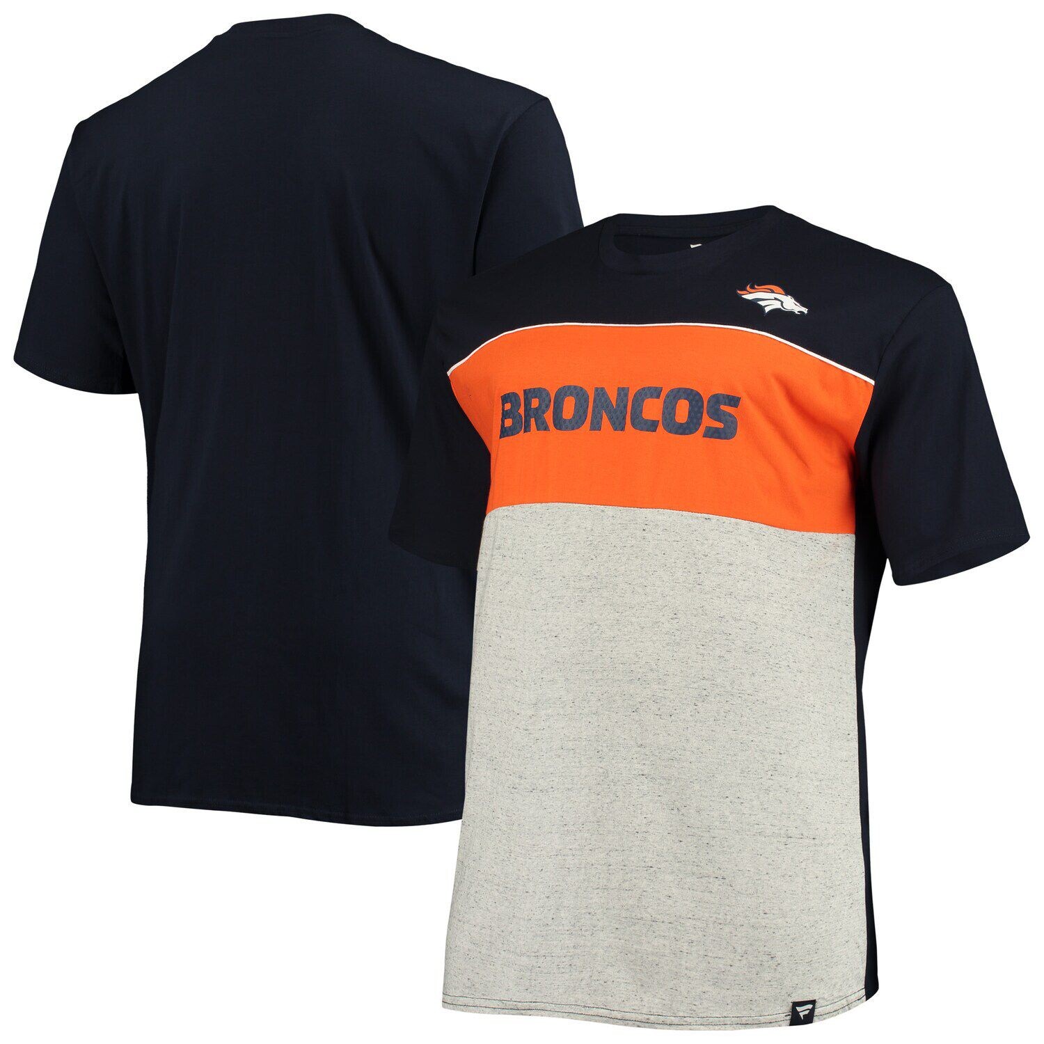 Мужская фирменная темно-синяя/серая футболка с цветными блоками Denver Broncos Big & Tall Fanatics
Мужская фирменная темно-синяя/серая футболка с цветными блоками Denver Broncos Big & Tall Fanatics