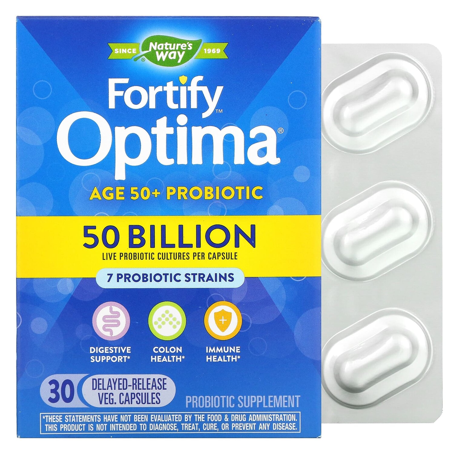 Fortify Optima Probiotic, для взрослых старше 50 лет, 50 миллиардов, 30 растительных капсул с отсроченным высвобождением, Nature's Way
Fortify Optima Probiotic, для взрослых старше 50 лет, 50 миллиардов, 30 растительных капсул с отсроченным высвобождением, Nature's Way
